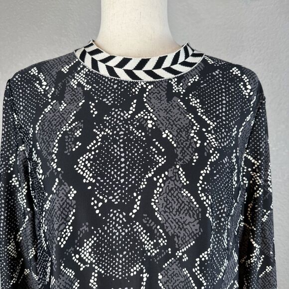 Jude Connally Womens Long Sleeve Shift Dress Size XL Black Snakeskin Jude Cloth - Picture 2 of 8
